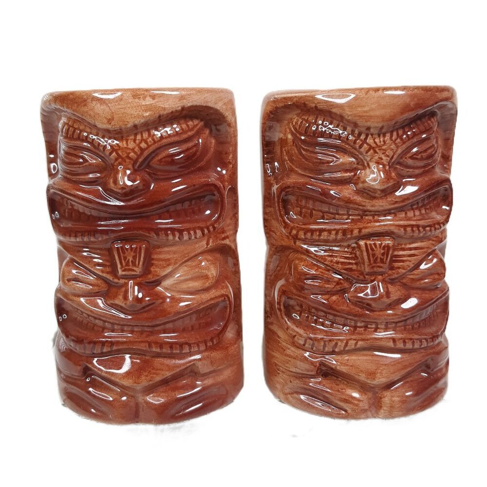 Tiki Totem Ceramic Salt & Pepper Shakers Hawaiian